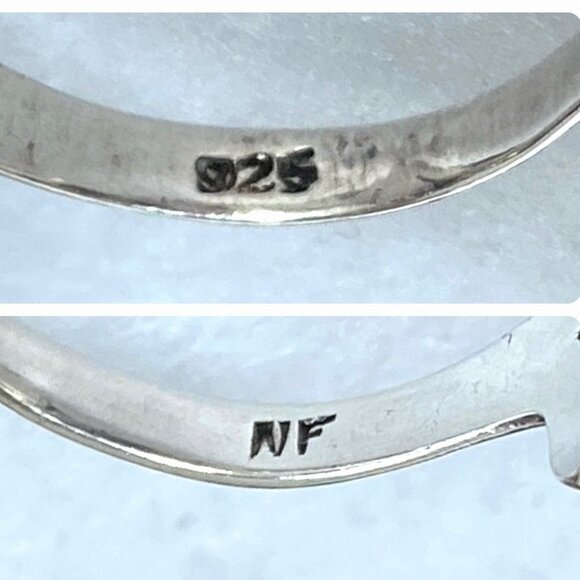 Sterling Silver 925 Scrollwork Oval Faux Turquoise Tapered Shank Ring Sz 7.5 - Picture 8 of 16